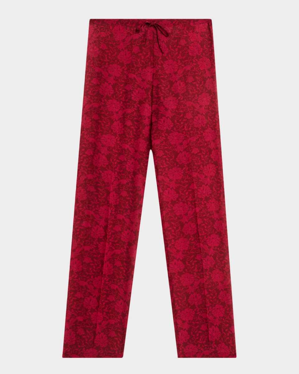 Pachas Floral Straight-Leg Drawstring Pants